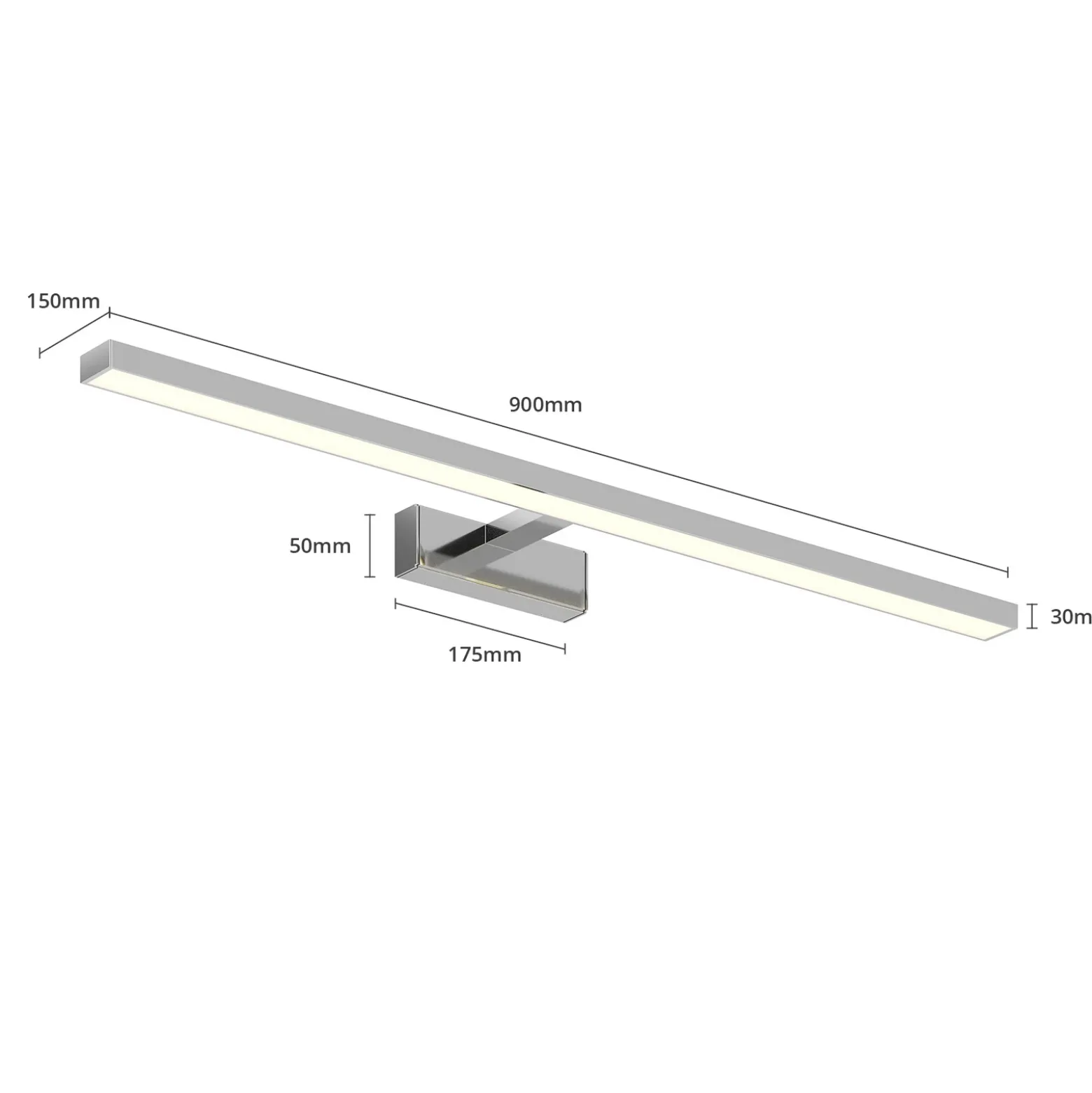 Lámpara de espejo LED Jukka de Lindby, 90 cm, cromo, metal, IP44