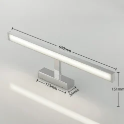 Lámpara de espejo LED Jukka de Lindby, 60 cm, cromo, metal, IP44