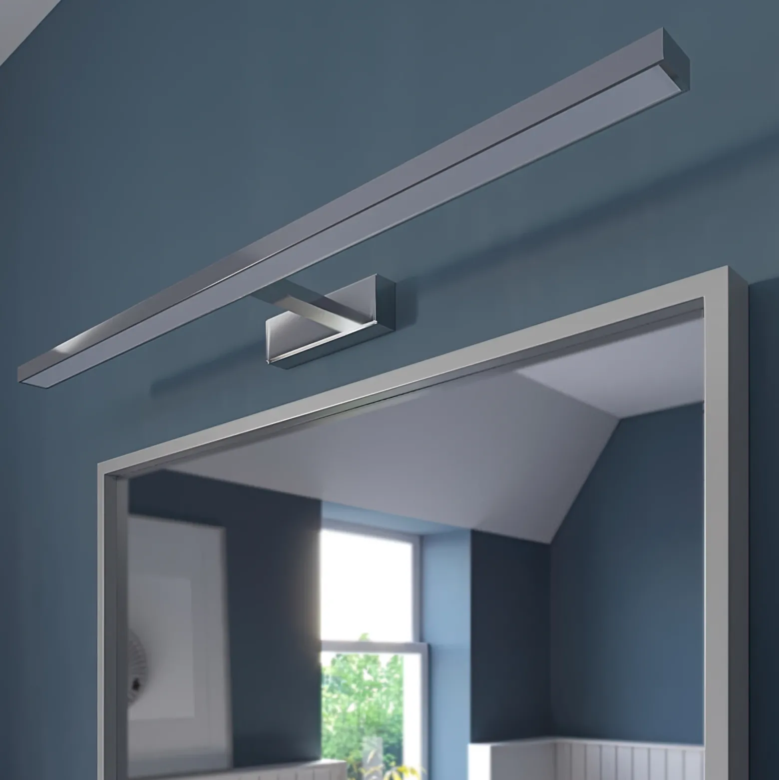 Lámpara de espejo LED Jukka de Lindby, 90 cm, cromo, metal, IP44