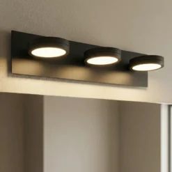 Lámpara de espejo LED LightMe «Aqua down», 3 luces, negra