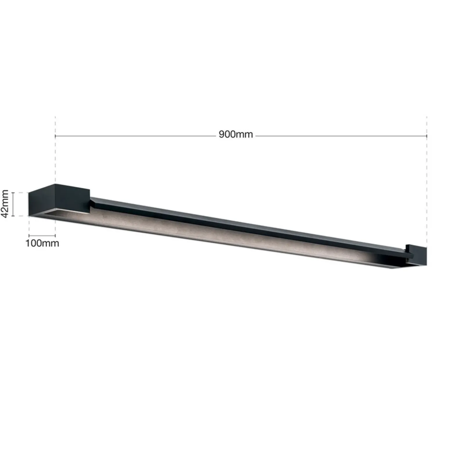 Lámpara de espejo LED Marilyn en negro, ancho 90cm