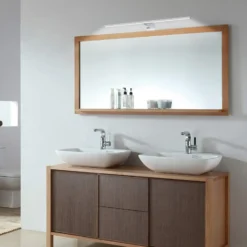 Lámpara de espejo LED Mira, 60 cm de ancho, cromada, metal, 4000 K