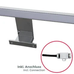 Lámpara de espejo LED Mira, 60 cm de ancho, cromada, metal, 4000 K