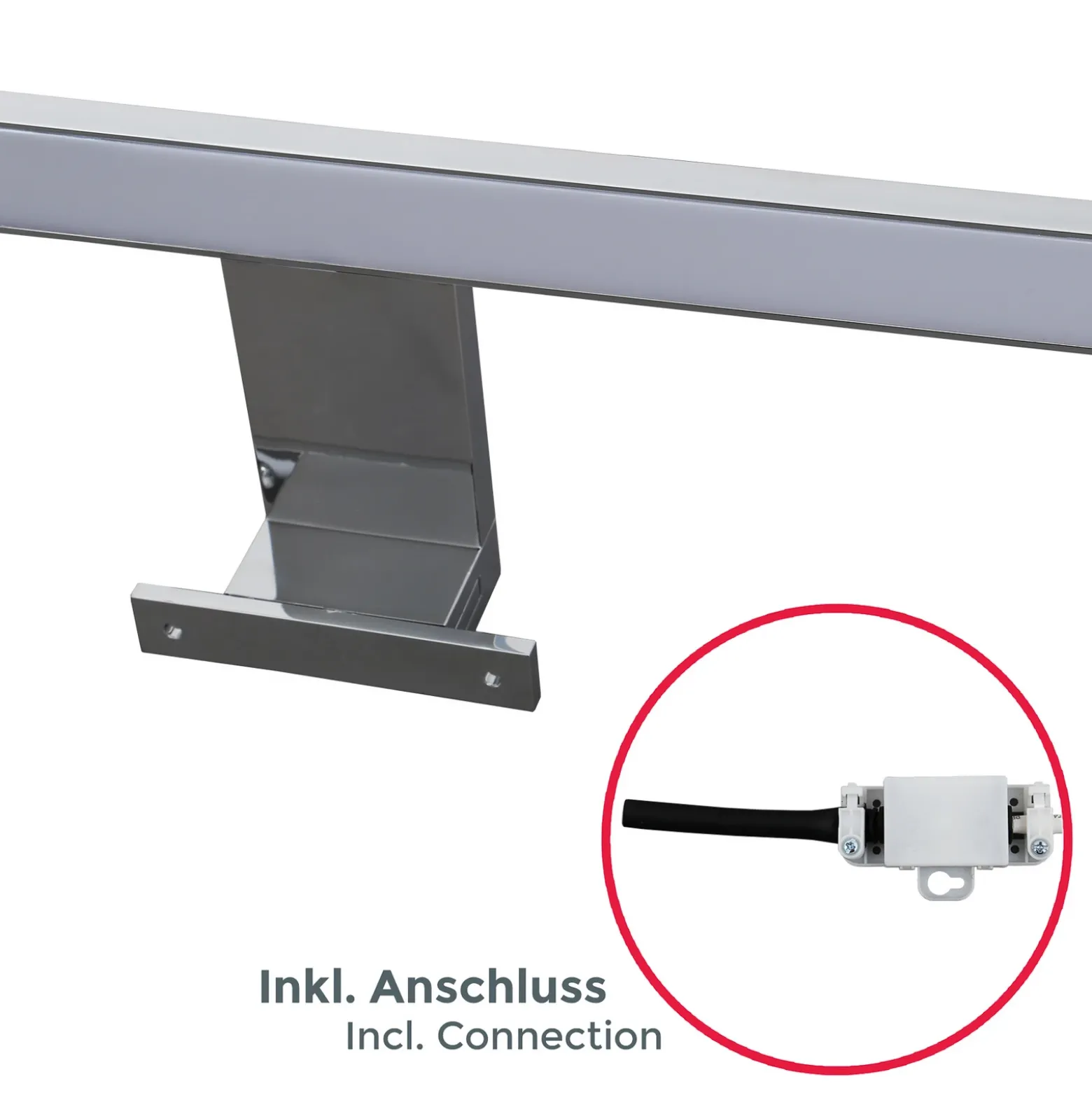 Lámpara de espejo LED Mira, 60 cm de ancho, cromada, metal, 4000 K