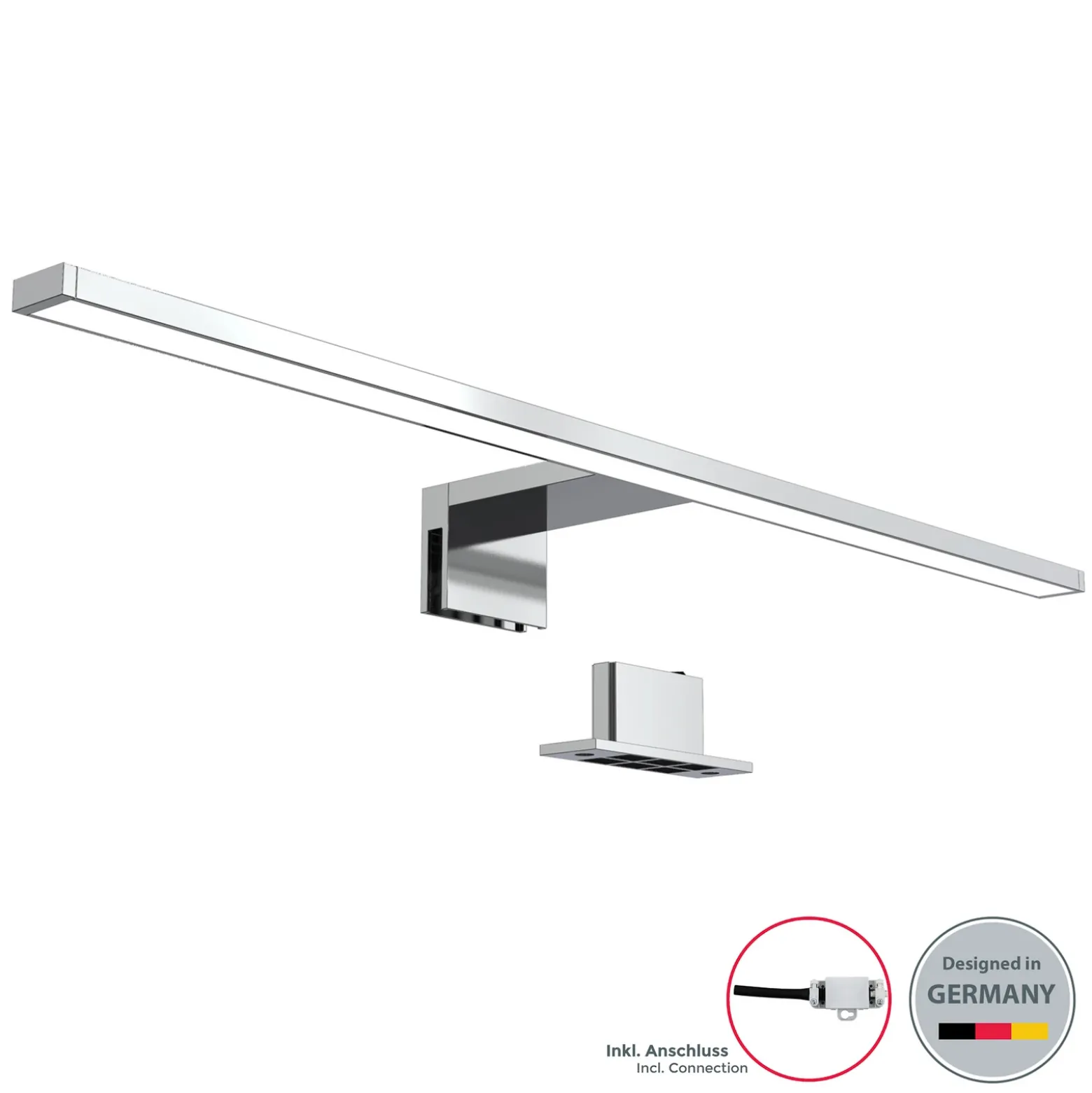 Lámpara de espejo LED Mira, 60 cm de ancho, cromada, metal, 4000 K