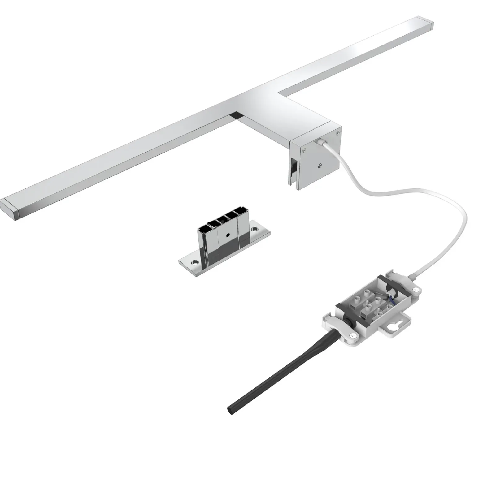 Lámpara de espejo LED Mira, 60 cm de ancho, cromada, metal, 4000 K