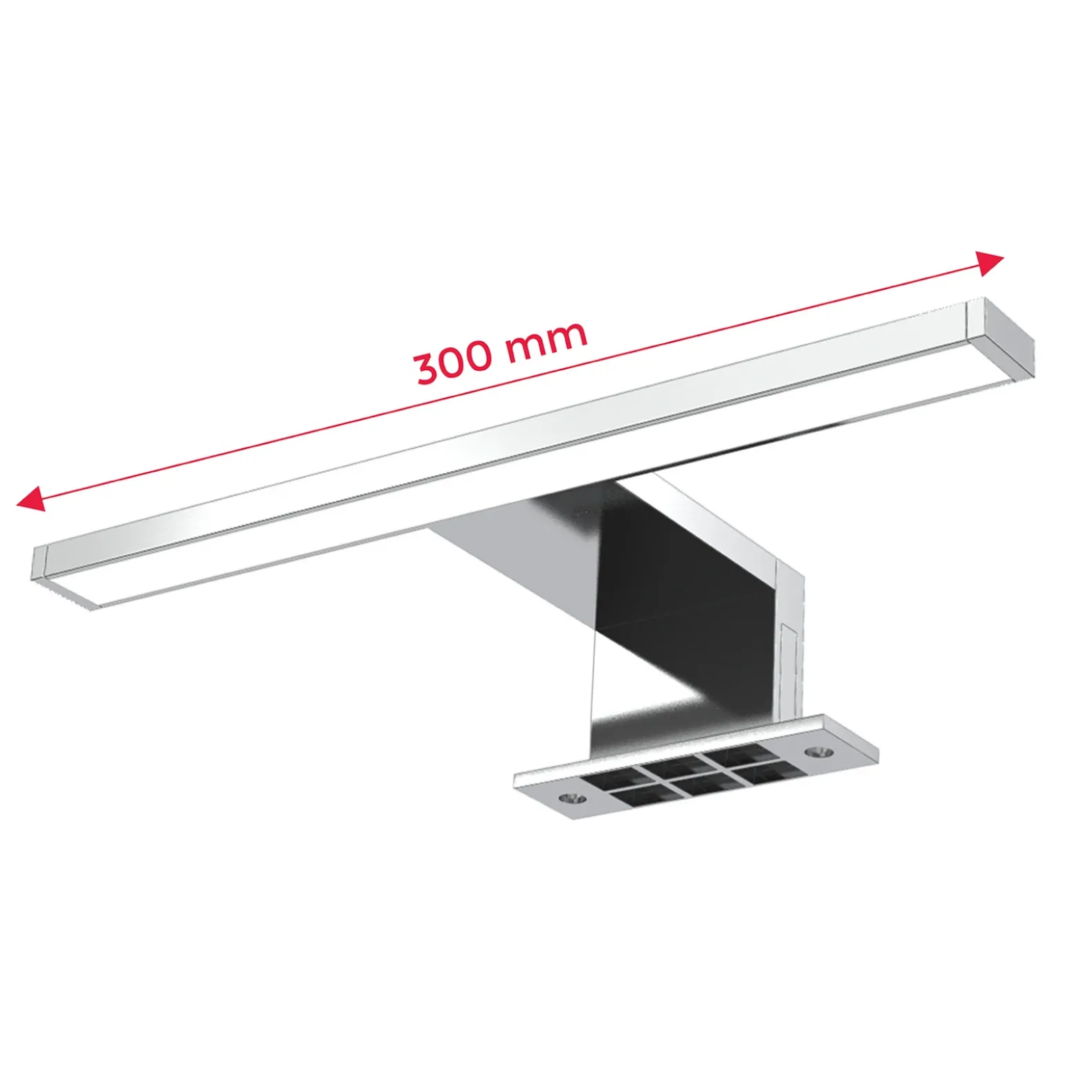 Lámpara de espejo LED Mira, 30 cm de ancho, cromada, metal, 4000 K