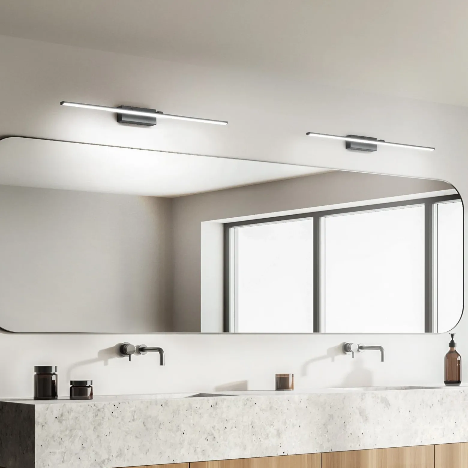Lámpara de espejo LED Nala, cromada, anchura 110 cm, metal