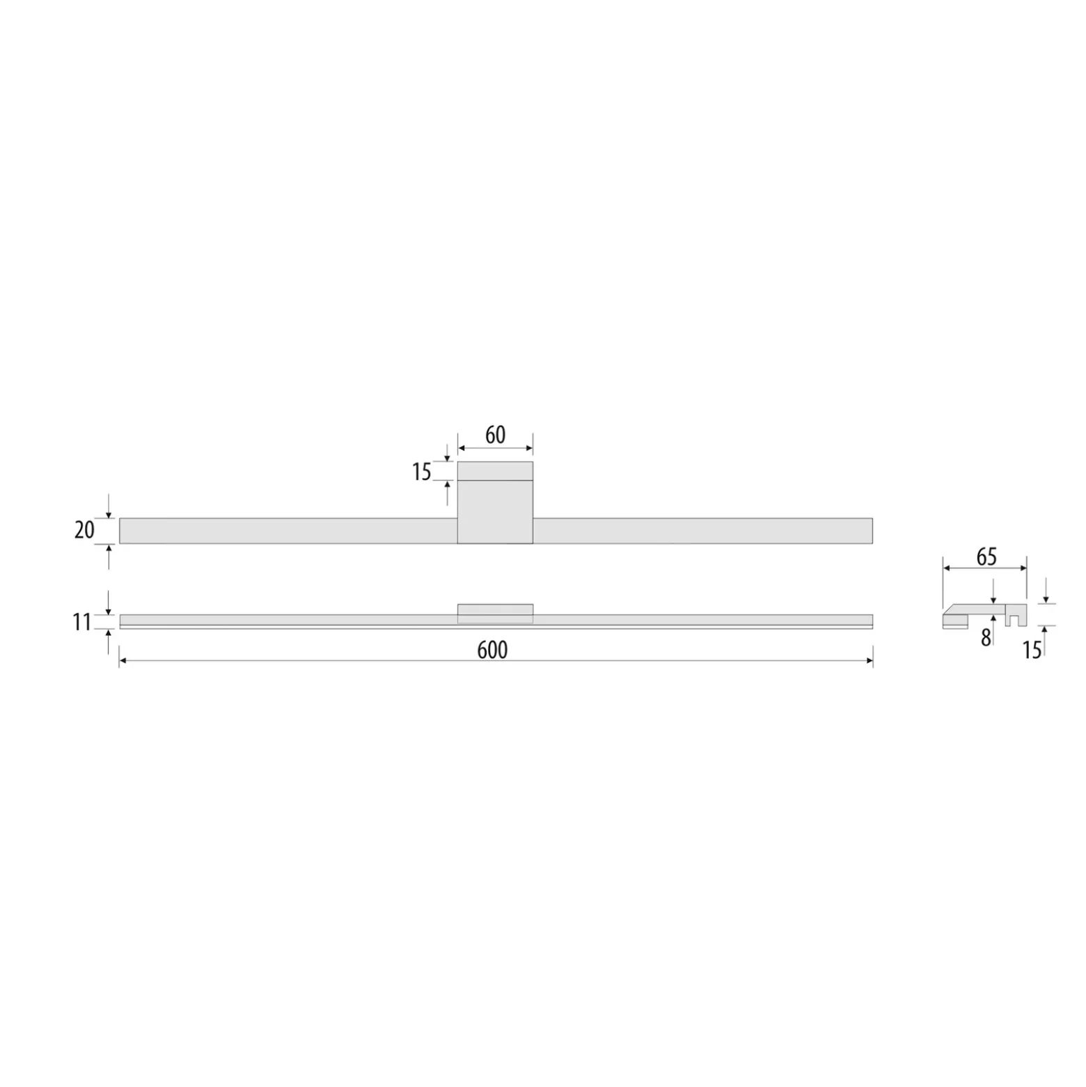 Lámpara de espejo LED Triga, IP44, blanco, 60cm, 4.000K