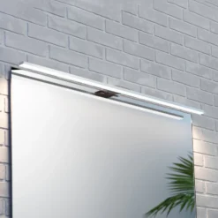 Lámpara de espejo LED Triga IP44, cromo, 80cm, 3.000K