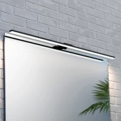Lámpara de espejo LED Triga IP44 negro 80cm, 3.000K