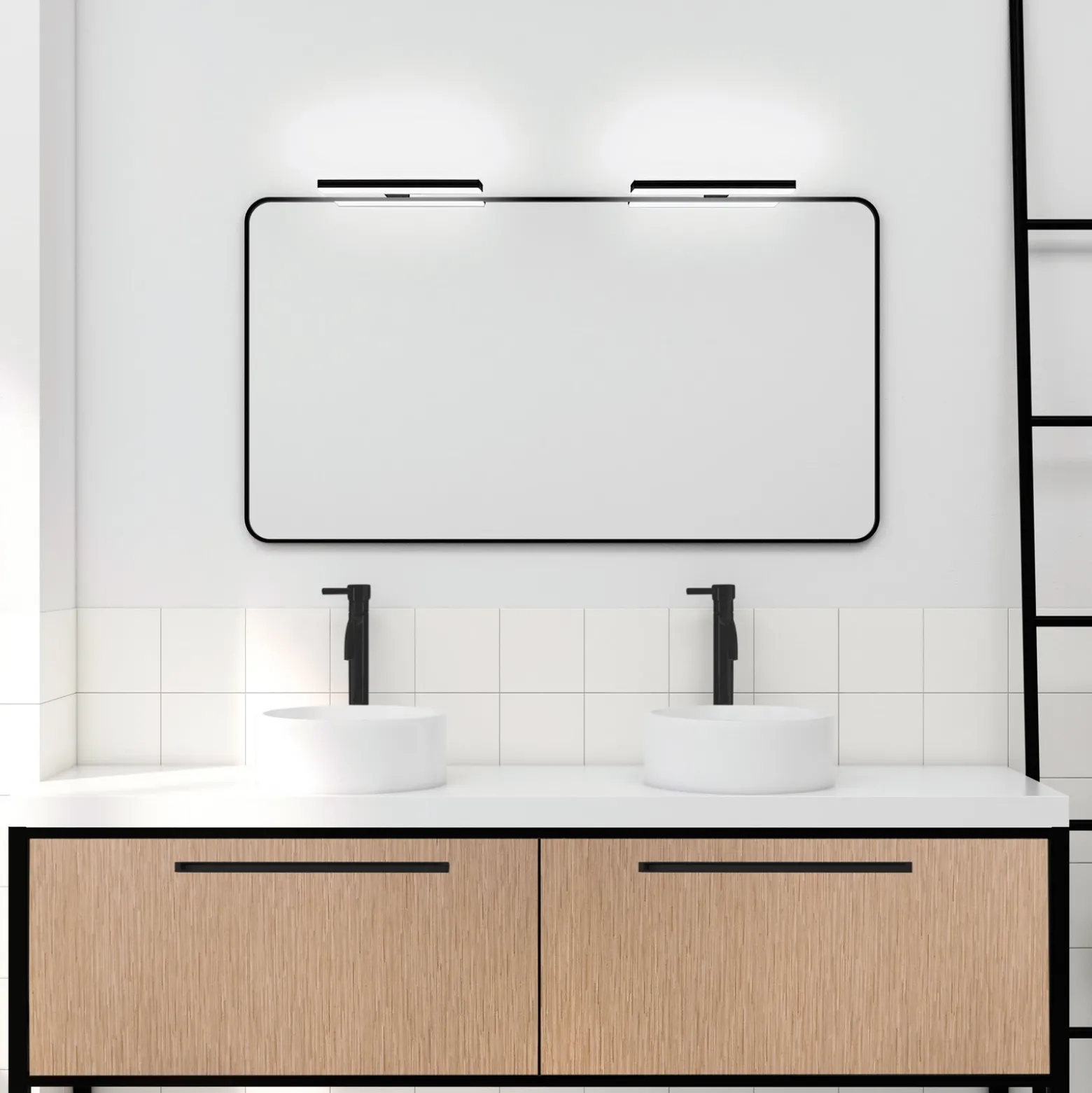 Lámpara de espejo LED Veronica, ancho 30 cm, negro