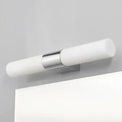 Lámpara de espejo Ziva de Lindby, enchufe, blanco, cristal, IP44