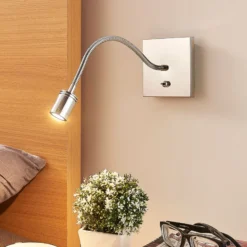 Lámpara de lectura Berfin de pared, cromada, LED