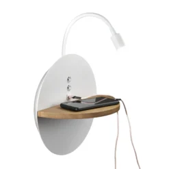 Lámpara de lectura LED Dual, retroiluminada, madera, estante, atenuable