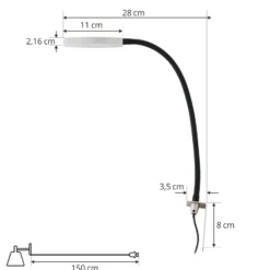 Lámpara de lectura LED Lindby Flexola, níquel, redonda, metal, enchufe