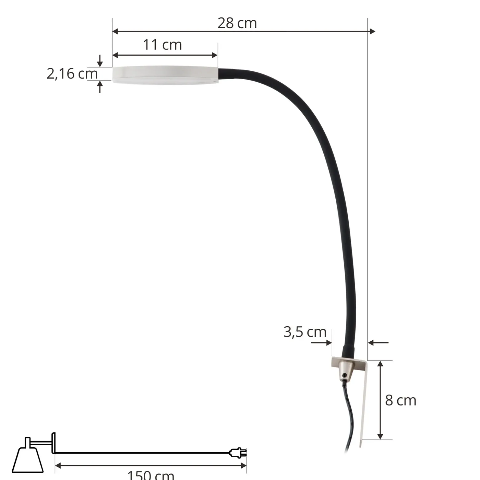 Lámpara de lectura LED Lindby Flexola, níquel, redonda, metal, enchufe
