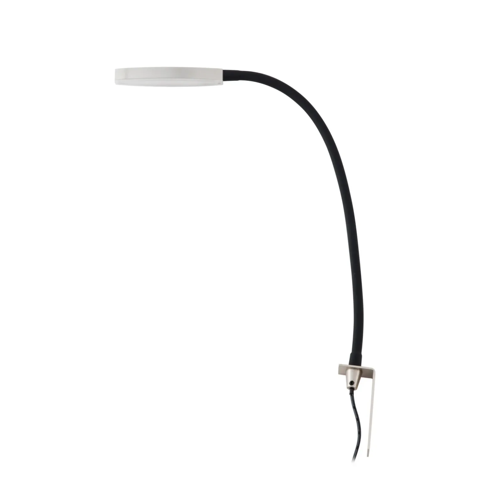 Lámpara de lectura LED Lindby Flexola, níquel, redonda, metal, enchufe