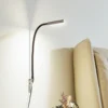Lámpara de lectura LED Lindby Flexola, níquel, angular, metal, enchufe