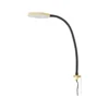 Lámpara de lectura LED Lindby Flexola, dorada, redonda, metal, enchufe