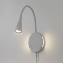 Lámpara de lectura LED Lindby Zayna, blanca, CCT, USB, atenuable, temporizador