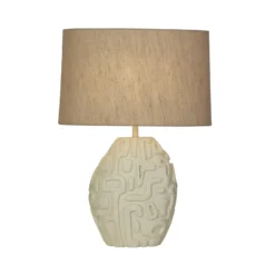 Lámpara de mesa Adelaide, crema, altura 59,5 cm, textil/resina