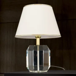 Lámpara de mesa Alexis con cristal oro/crema