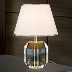 Lámpara de mesa Alexis con cristal oro/crema