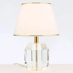 Lámpara de mesa Alexis con cristal oro/crema