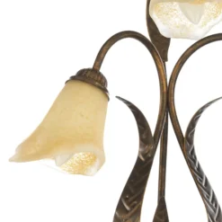 Lámpara de mesa Alga, 3 luces, hierro, cristal, florentino