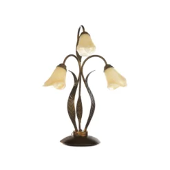 Lámpara de mesa Alga, 3 luces, hierro, cristal, florentino