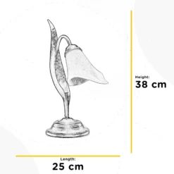 Lámpara de mesa Alga, 1 luz, hierro, vidrio, florentino