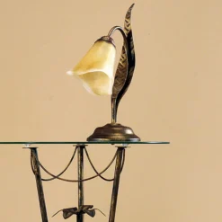 Lámpara de mesa Alga, 1 luz, hierro, vidrio, florentino