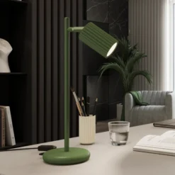 Lámpara de mesa ALORA, altura 43 cm, verde oliva, metal, GU10