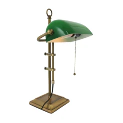 Lámpara de mesa Ancilla, ajustable bronce/verde
