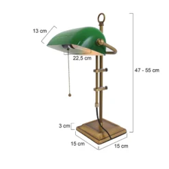 Lámpara de mesa Ancilla, ajustable bronce/verde