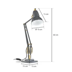 Lámpara de mesa Anglepoise Original 1227, gris/latón