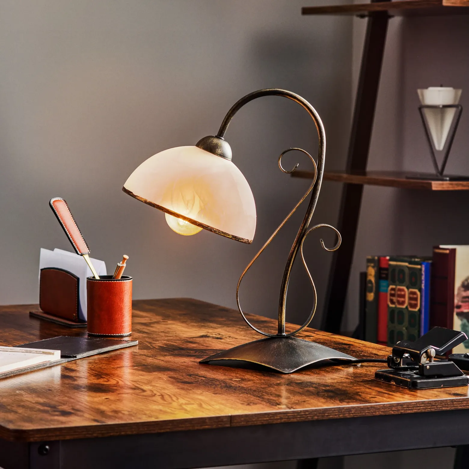 Lámpara de mesa Antica de estilo rústico, 1 luz