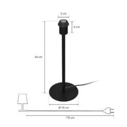 Lámpara de mesa Arden sin pantalla, negra, altura 44cm