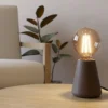 Lámpara de mesa Asby, madera oscura, altura 10 cm, madera