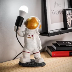 Lámpara de mesa Astronaut-1, blanca, poliéster, altura 32 cm
