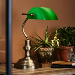 Lámpara de mesa Bankers, altura 25 cm verde