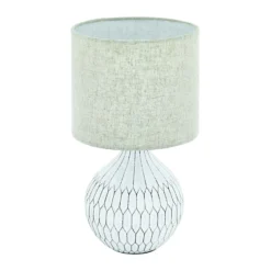 Lámpara de mesa Bellariva 3, blanco/marrón claro
