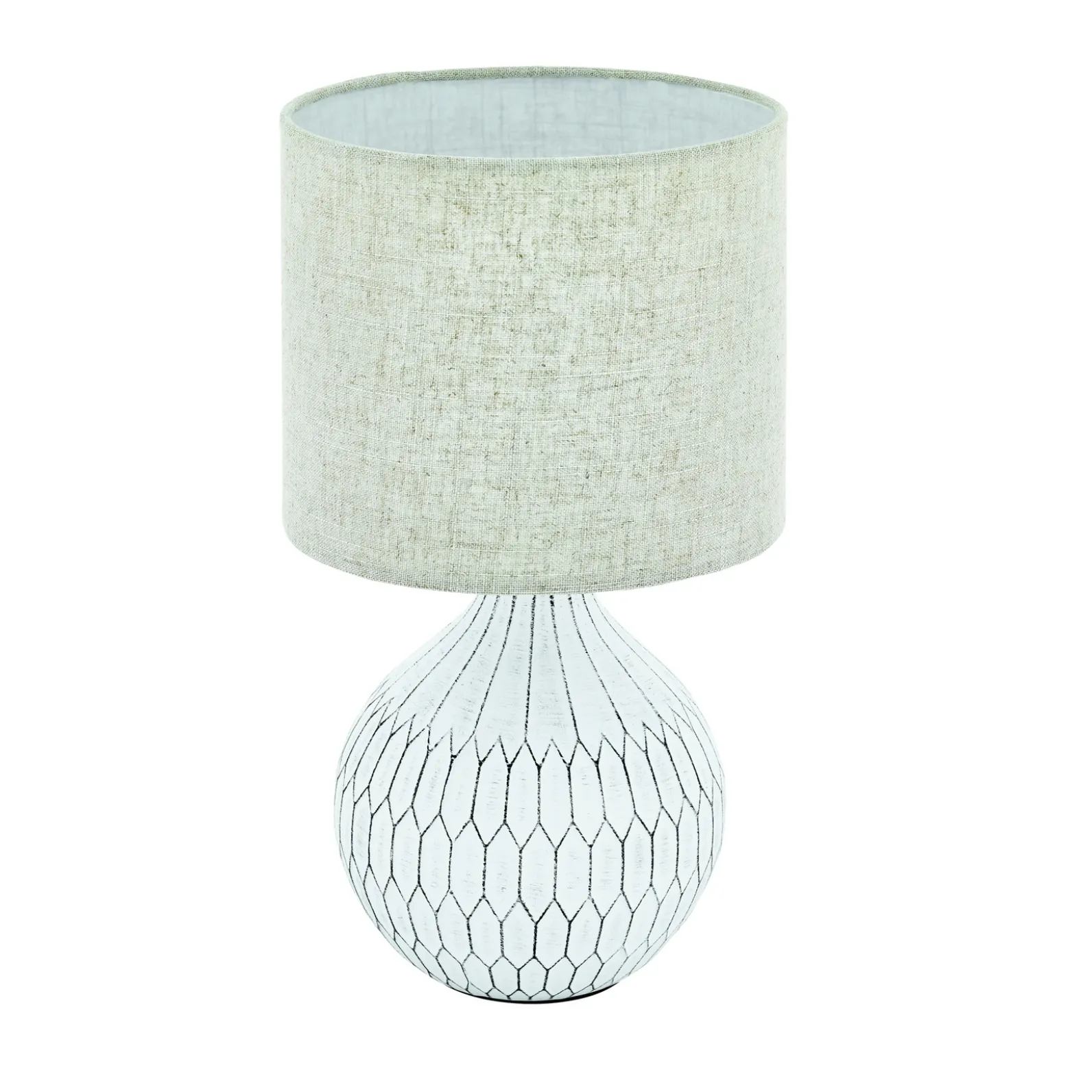 Lámpara de mesa Bellariva 3, blanco/marrón claro