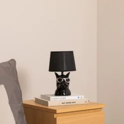 Lámpara de mesa Biagio, negra, cerámica, 29 cm de altura, E14