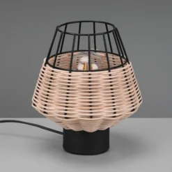 Lámpara de mesa Borka con ratán y jaula, natural