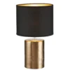 Lámpara de mesa Bronz, cilíndrica, negro/bronce