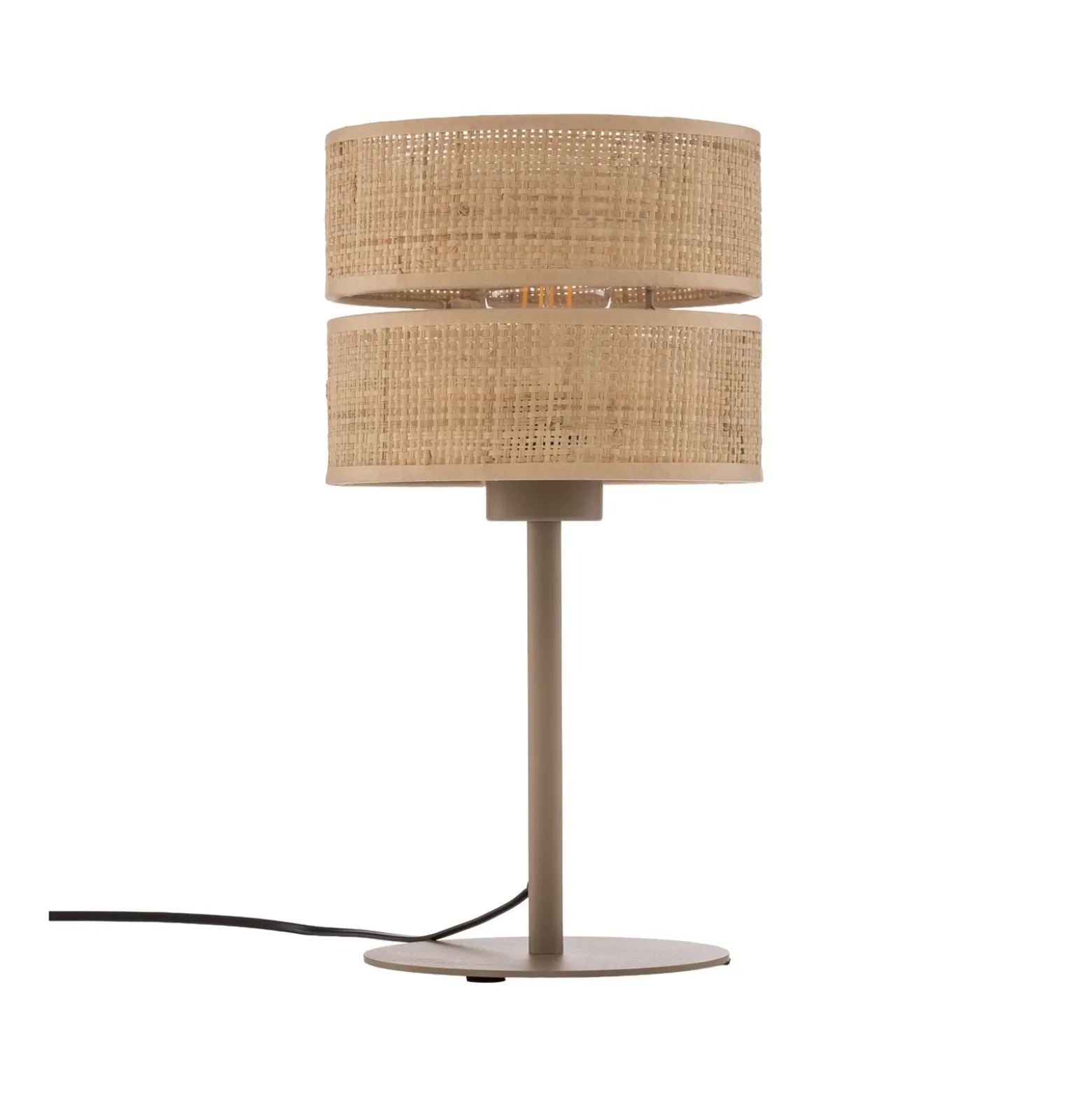 Lámpara de mesa Calma, beige, rafia, altura 38 cm, E27