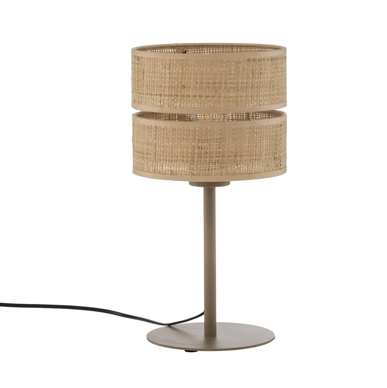 Lámpara de mesa Calma, beige, rafia, altura 38 cm, E27