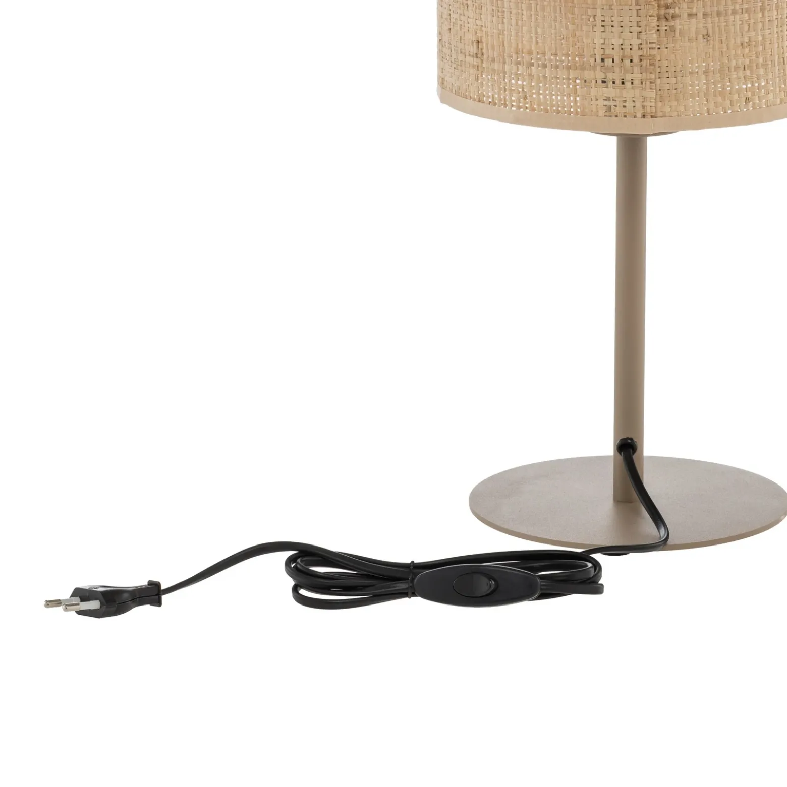 Lámpara de mesa Calma, beige, rafia, altura 38 cm, E27